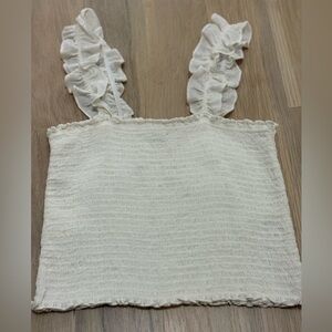 Aerie white smocked ruffle tank top